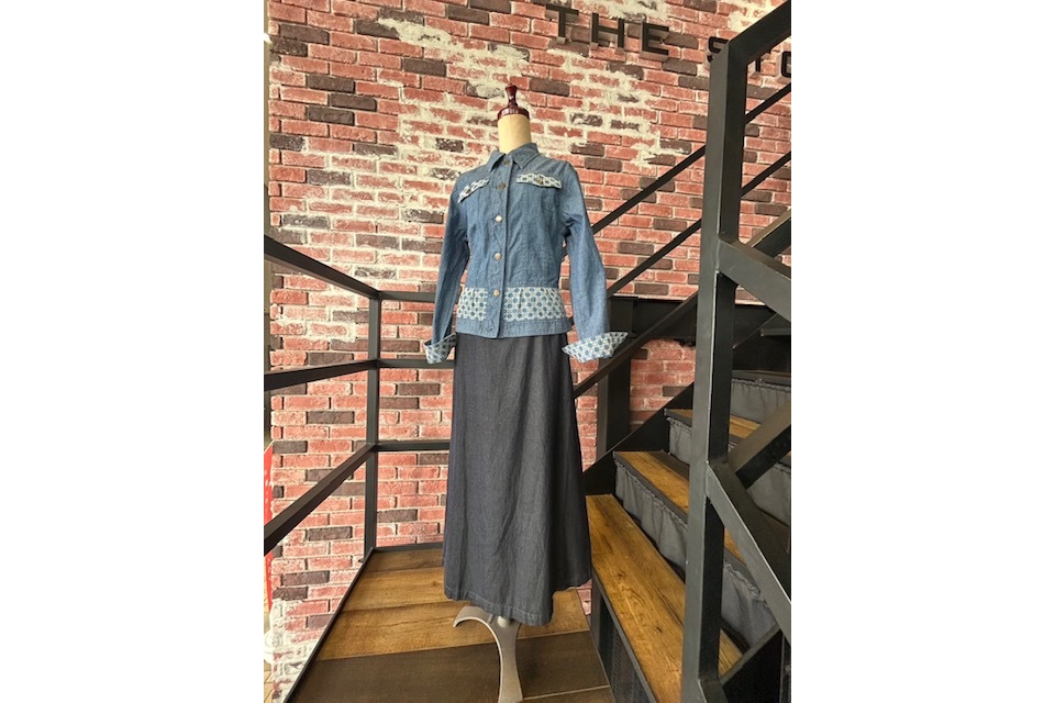 レディース 切替Gジャン×ロングスカートの画像